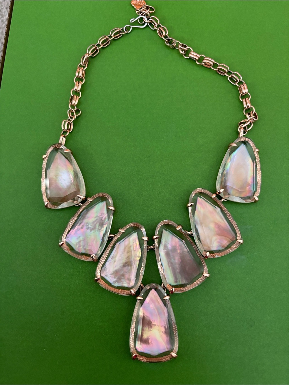 Kendra Scott Iridescent Pink Teardrop Statement Necklace